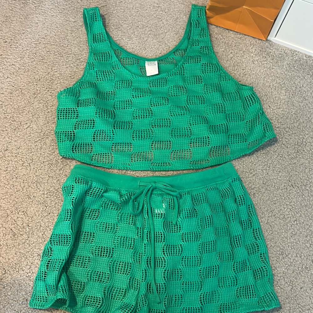 Green matching cover up set from Target. Worn once